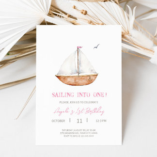 Charming Rustic Sailboat Geburtstagsparty Einladun Einladung