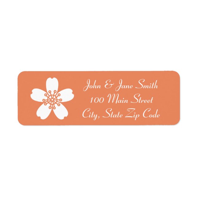Charming Sakura in Coral Rücksendeadresse Label (Vorne)