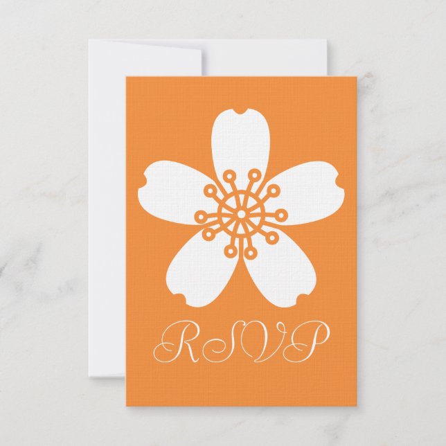 Charming Sakura in Orange RSVP Card Karte (Vorderseite)