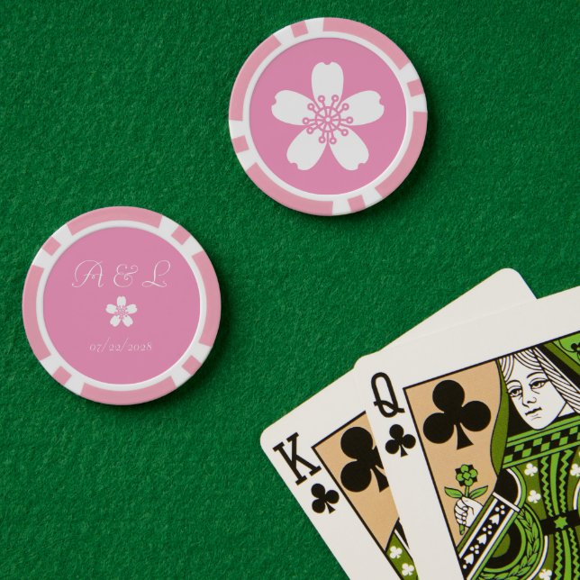 Charming Sakura in Petal Pink Pokerchips (Pokertisch (doppelt))