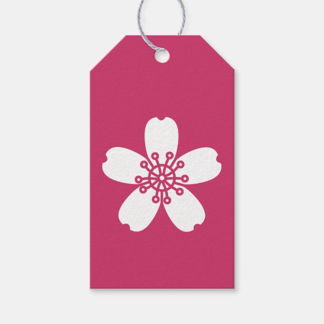 Charming Sakura in Raspberry - Geschenk-Tag Geschenkanhänger (Vorderseite)