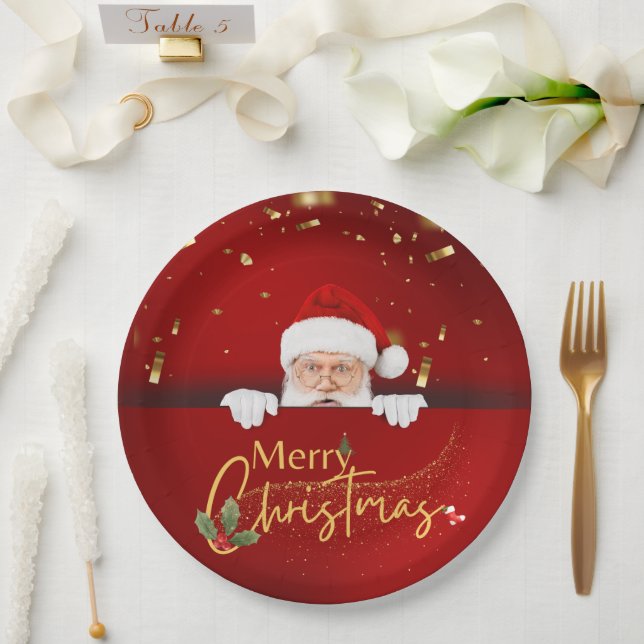 Charming Santa Claus Frohe Weihnachtsfest Pappteller (Hochzeit)