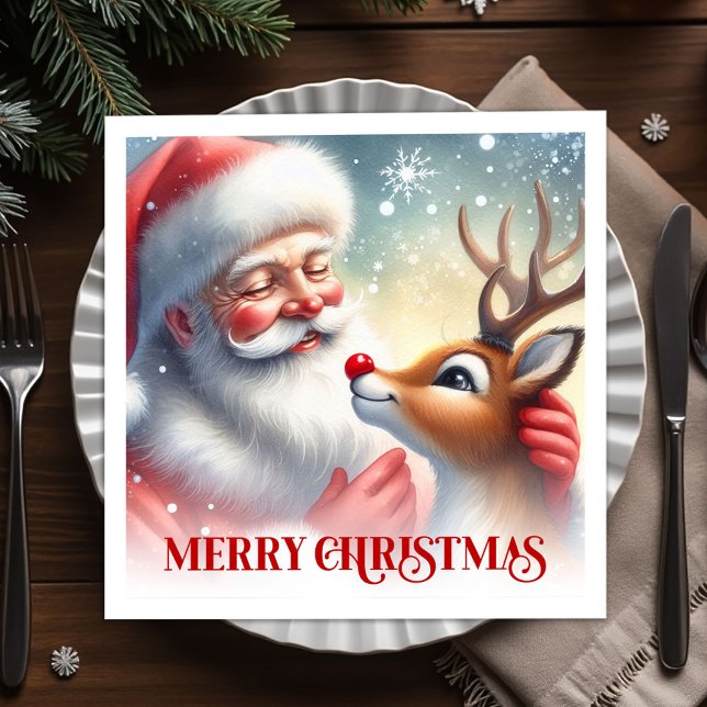 Charming Santa Claus Rudolph Holiday Napkins Dinne Serviette (Charming Santa Claus Rudolph Holiday Napkins Dinner Tableware

)