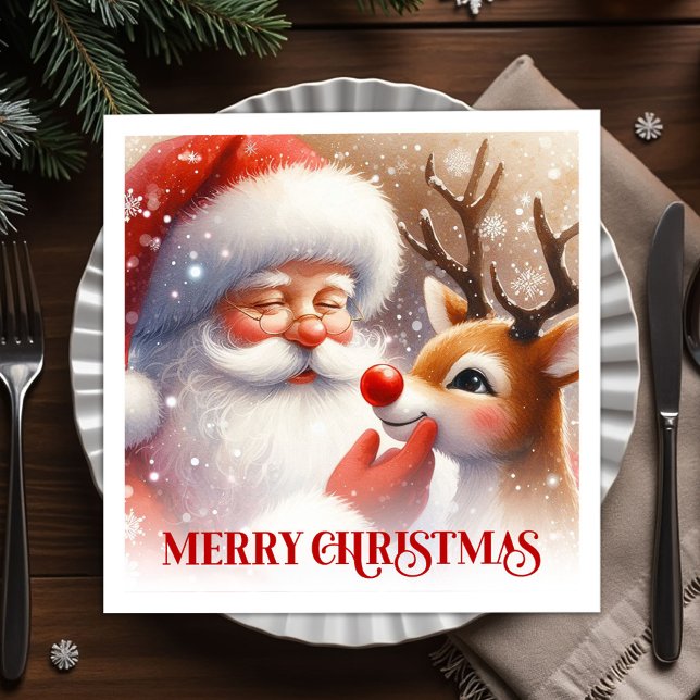 Charming Santa Claus Rudolph Holiday Party Dinner  Serviette (Charming Santa Claus Rudolph Holiday Party Dinner Napkins

)