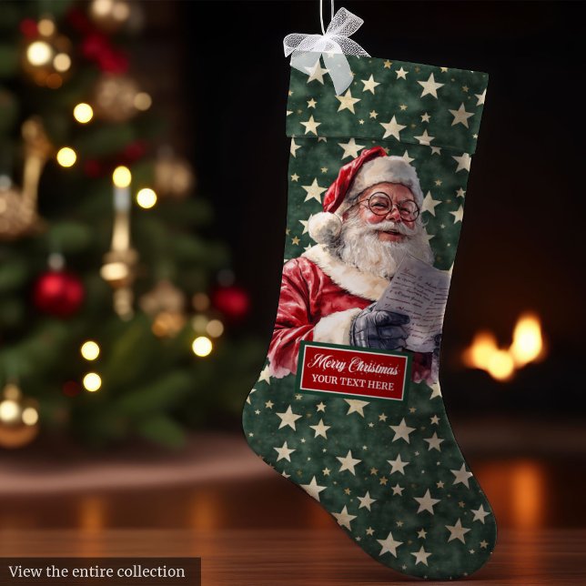 Charming Santa Claus Strumpf Personalisiert Classi Großer Weihnachtsstrumpf (Charming Santa Claus Stocking Personalized Classic Holiday)