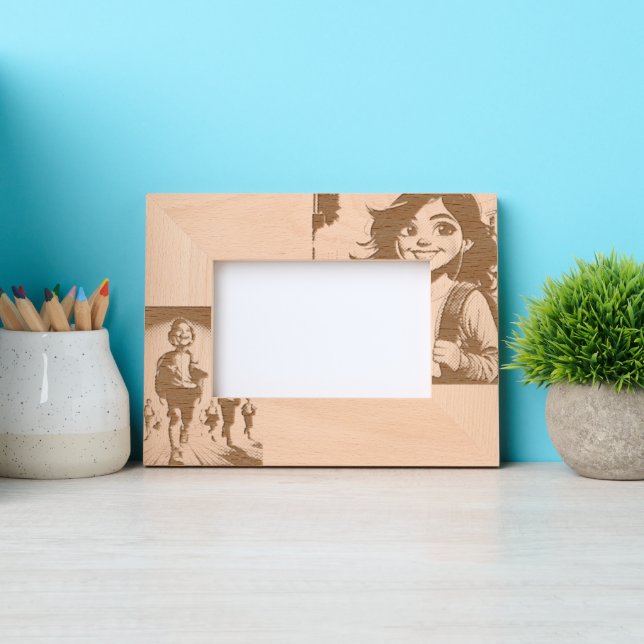 Charming Schoolgirl and Boy - Whimsical Classroom Geätzte Rahmen (Vorderseite)