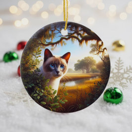 Charming Siamese Cat Keepsake Keramik Ornament