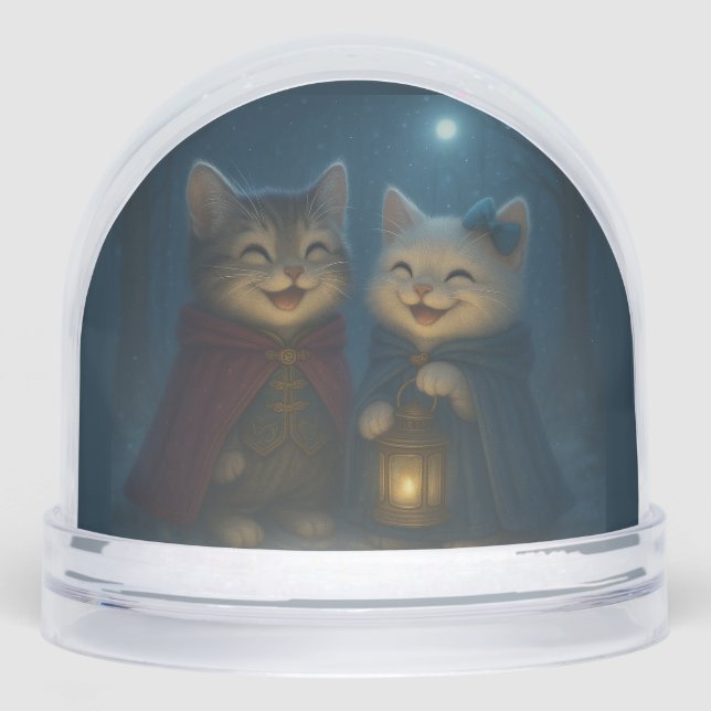 Charming Smiling Winter Kittens Magic Schneekugeln (Vorderseite)