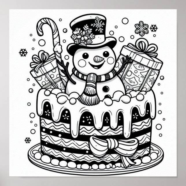 Charming Snowman Holiday Cake Colour Poster (Vorne)