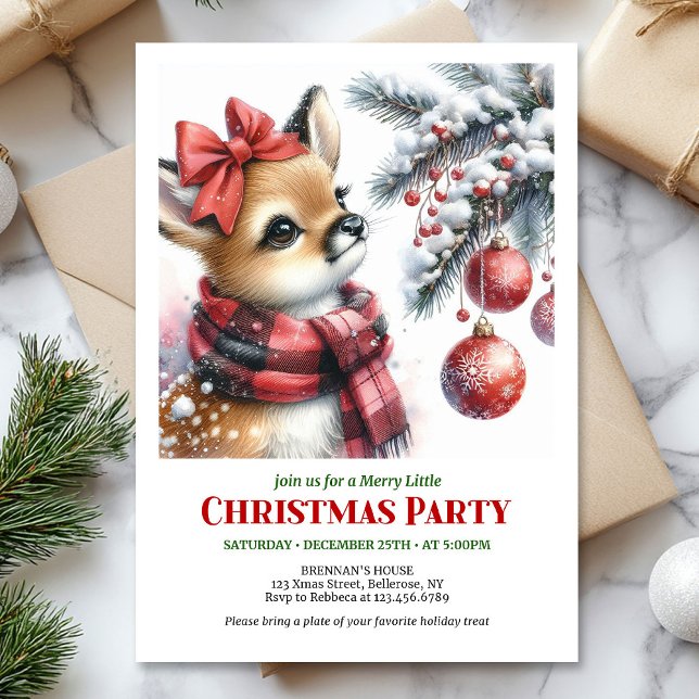 Charming snowy forest baby deer Christmas invite  Einladung (Charming snowy forest baby deer Christmas invite digital)