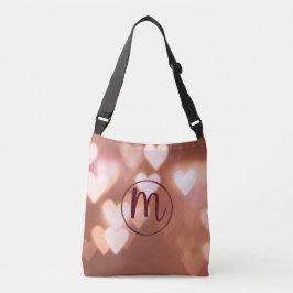 Charming Soft Blush Heart Bokeh Monogram Tragetaschen Mit Langen Trägern