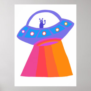Charming Space Außerirdischen Martians UFO Niedlic Poster