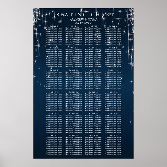 Charming Star Struck Hochzeit - 24 Seating Chart Poster (Vorne)