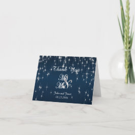 Charming Star Struck Wedding | Brush Navy Blue Dankeskarte