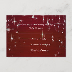 Charming Star Struck Wedding Burgundy Red RSVP Karte