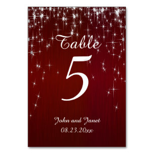 Charming Star Struck Wedding Burgundy Red Tischnummer