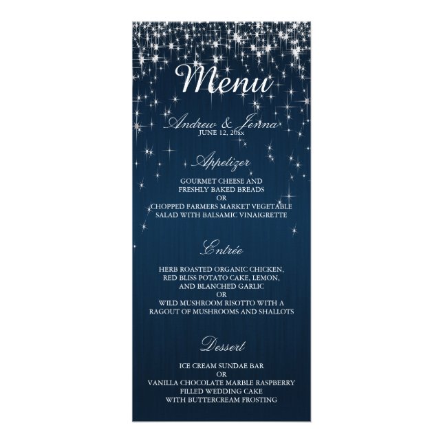 Charming Star Struck Wedding - Menü (Vorne)