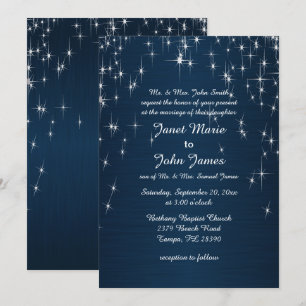 Charming Star Struck Wedding   Navy Blue Einladung