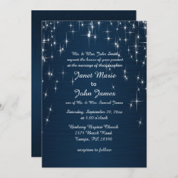 Charming Star Struck Wedding | Navy Blue Einladung