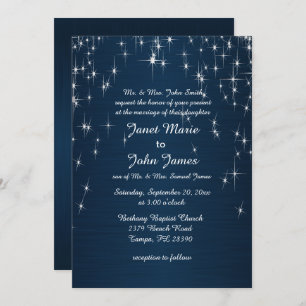 Charming Star Struck Wedding   Navy Blue Einladung