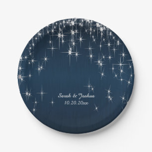 Charming Star Struck Wedding Navy Blue Pappteller