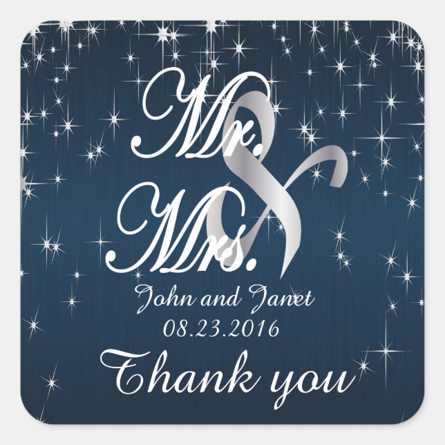 Charming Star Struck Wedding | Navy Blue Quadratischer Aufkleber (Vorderseite)