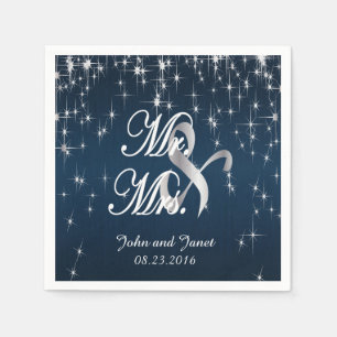 Charming Star Struck Wedding   Navy Blue Serviette