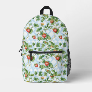 Charming Strawberry & Leaf Muster - Vintag Bedruckter Rucksack
