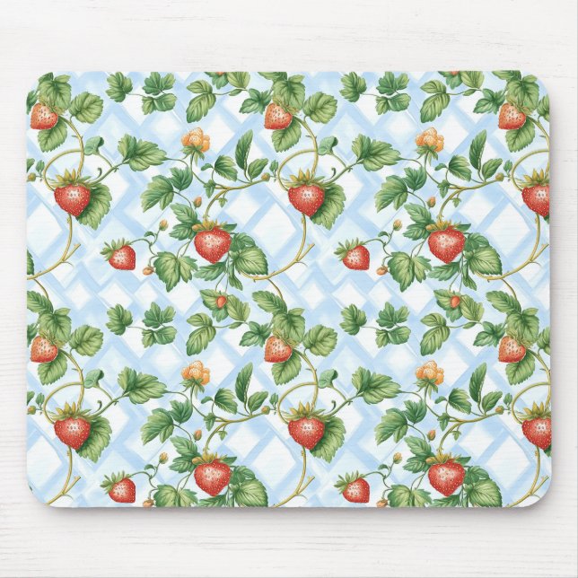 Charming Strawberry & Leaf Muster - Vintag Mousepad (Vorne)