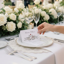 Charming Swan Pair Wedding Place Cards Platzkarte