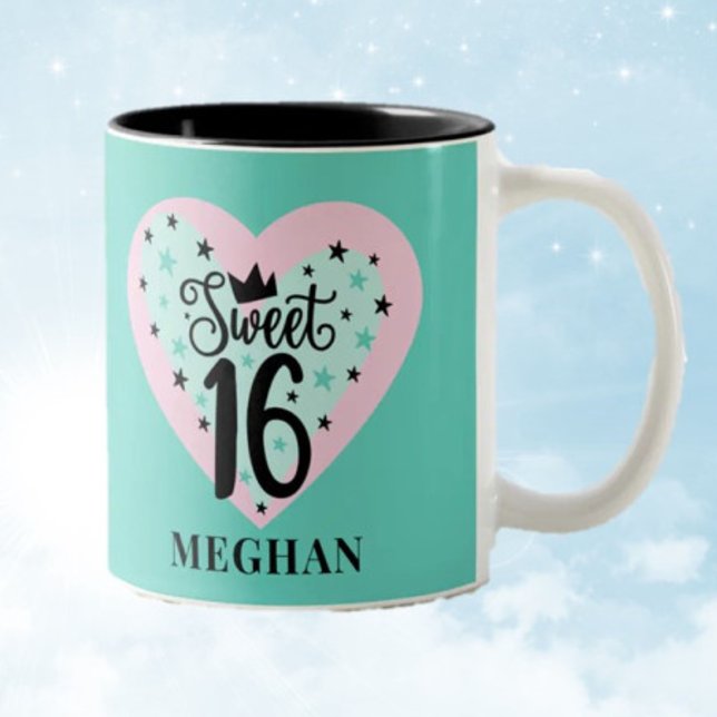 Charming Sweet 16 Personalisiertes Geschenk Zweifarbige Tasse (Von Creator hochgeladen)