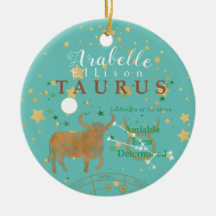 Charming Taurus Zodiac Keramik Ornament