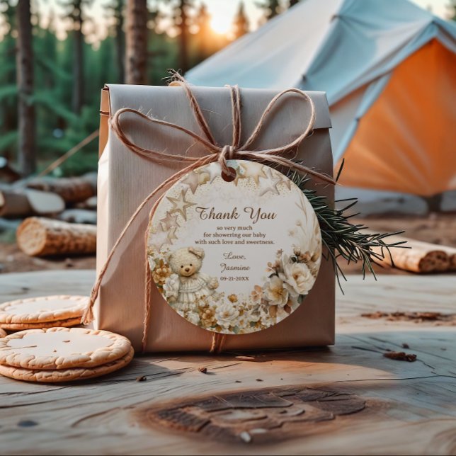 Charming Teddy Bear Floral Baby Dusche Vielen Dank Geschenkanhänger (Von Creator hochgeladen)