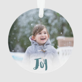 Charming Trendy Joy Blue Green Holiday Foto Ornament