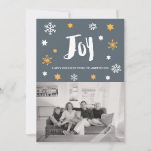 Charming Trendy Joy Gray Holiday Foto Feiertagskarte