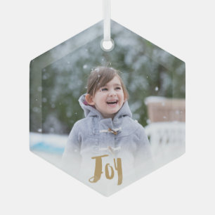 Charming Trendy Joy Holiday Foto Ornament Aus Glas