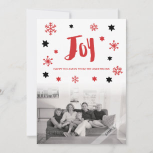 Charming Trendy Joy Red Holiday Foto Feiertagskarte