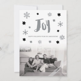 Charming Trendy Joy Silver Holiday Foto Feiertagskarte