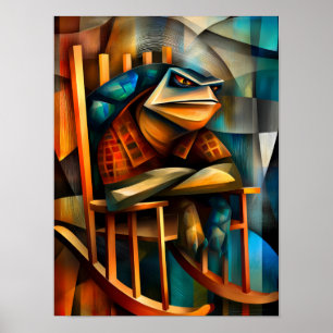 Charming Turtle - Kubist Curmudgeon Rocking Stuhl Poster