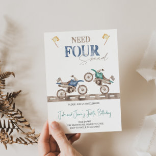 Charming Twins Dirt Bike 4. Geburtstag Einladung