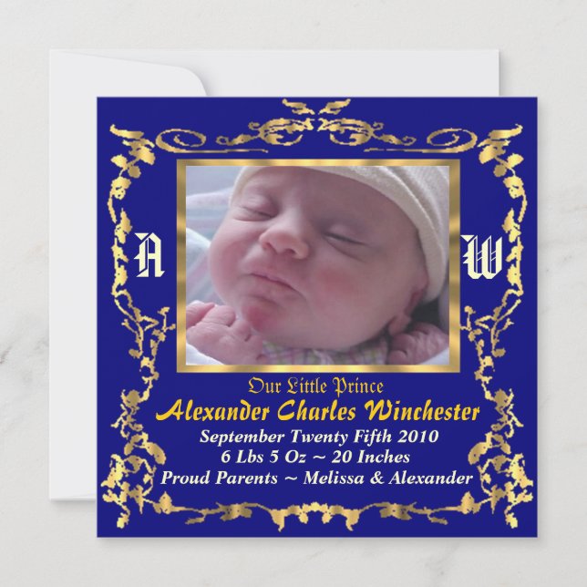 Charming & Unique Baby Birth Ankündigung (Vorderseite)