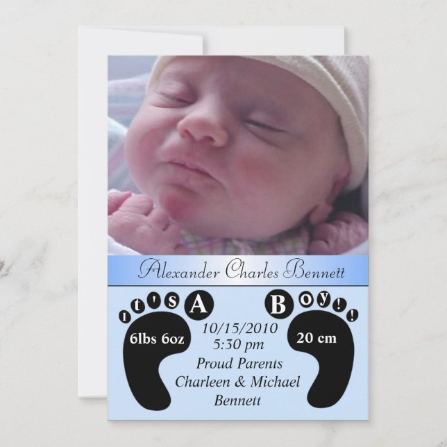 Charming & Unique Baby Birth Ankündigung (Vorderseite)