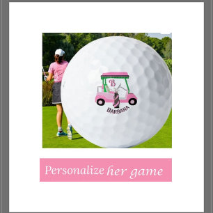 Charming Unique Golf Cart Clubs Monogram Name Golfball
