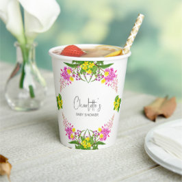 Charming Vibranly Yellow Pink Wildblume Script Pappbecher