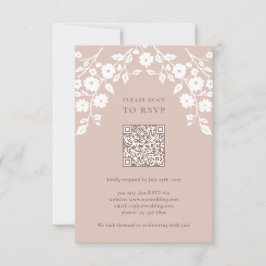 Charming Vintag Pink Folk Blume Blumencode QR Code RSVP Karte