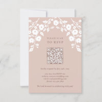 Charming Vintag Pink Folk Blume Blumencode QR Code