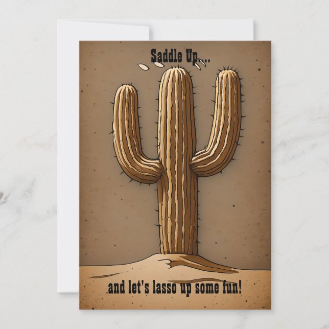 Charming Vintage Cactus Einladung (Vorderseite)