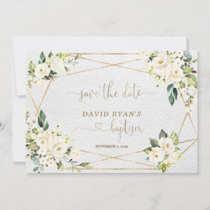 Charming Watercolor Blue Floral Gold Taufe Save The Date