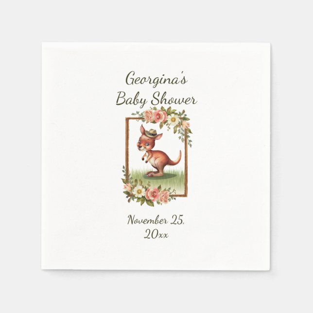 Charming Watercolor Kangaroo Party Serviette (Vorderseite)