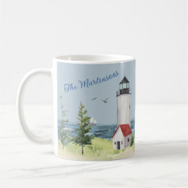 Charming Watercolor Lighthouse Scene Name Kaffeetasse